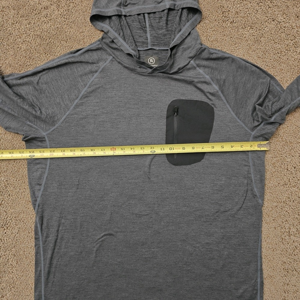 Backcountry Mens Extra Large Gray Long‎ Sleeve Hooded Pocket T Shirt Top - Picture 6 of 8
